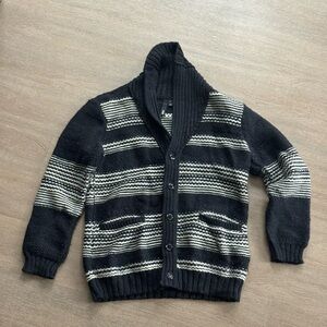 Edun Men's Charcoal / Ivory Striped Cardigan Sweater Size Large